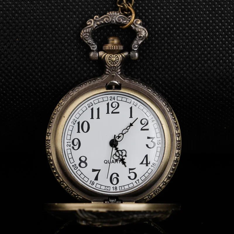 Vintage Chinese Style Dragon Design Quartz Pocket Watch With Necklace Chain Best Gift CF1039