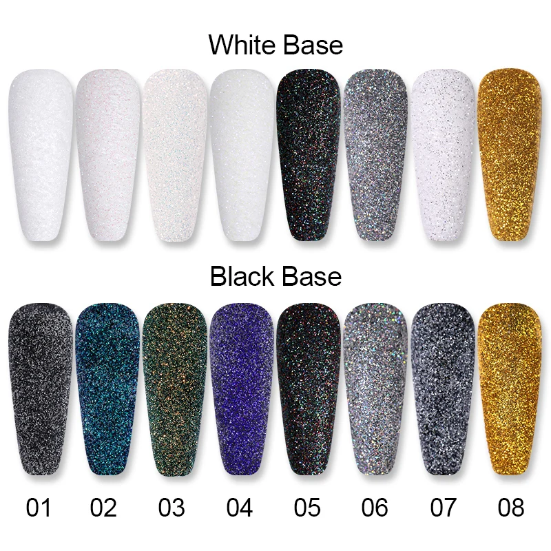 Shiny Silver Nail Glitter Powder White Color Chrome Glitter Pigment Dust Iridescent Nail Gel Polishes Decoration