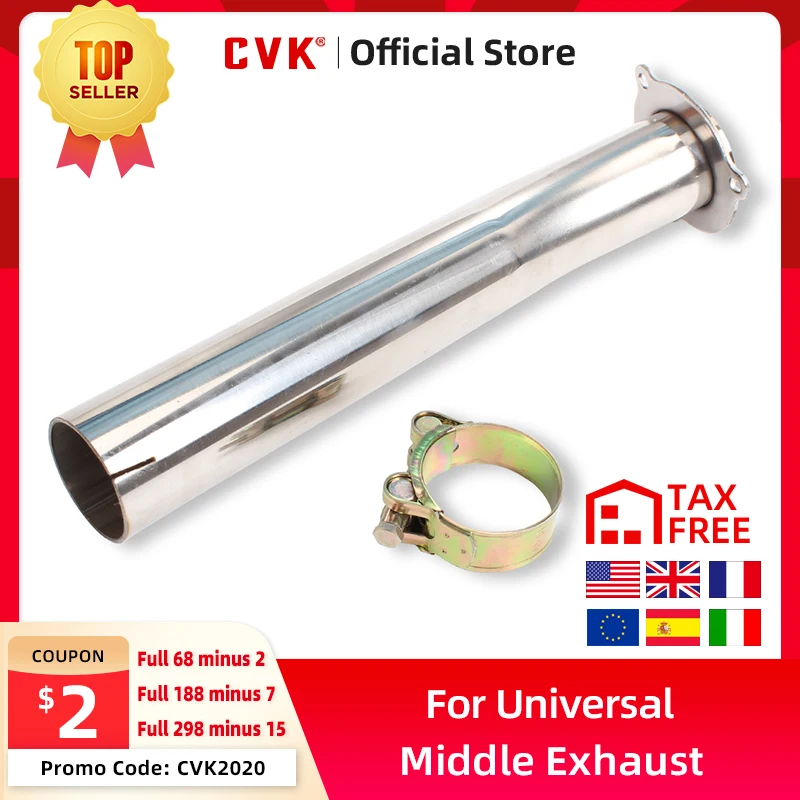 CVK Mid Link Pipe Motorcycle Exhaust Muffler Stainless steel Middle Link Pipe Tube Slip On exhaust pipe