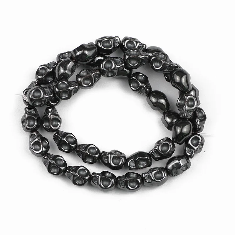 UPGFNK Natural Stone Skull Shape Black Hematite Spacer charm Loose Beads For Jewelry Making DIY Bracelet Necklace 4mm 6mm 8mm