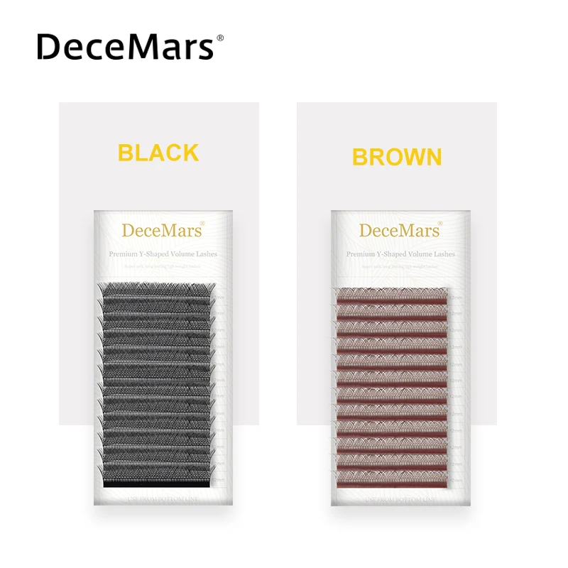 DeceMars forma Y, pestañas negras y marrones, dos puntas, C/D curl, alta calidad, individuales 2