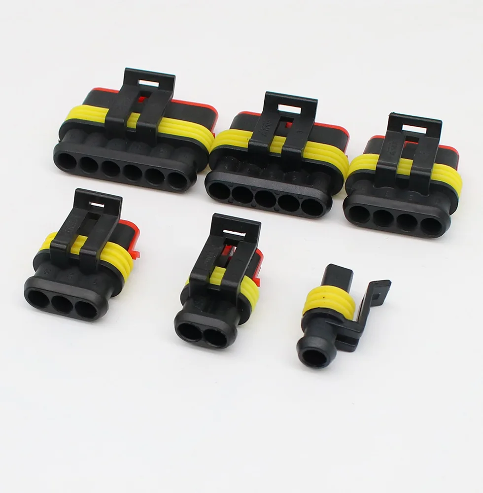 5sets Kit 2 pin 1/2/3/4/5/6 pins Way AMP Super seal Waterproof Electrical Wire Connector Plug for car waterproof connector