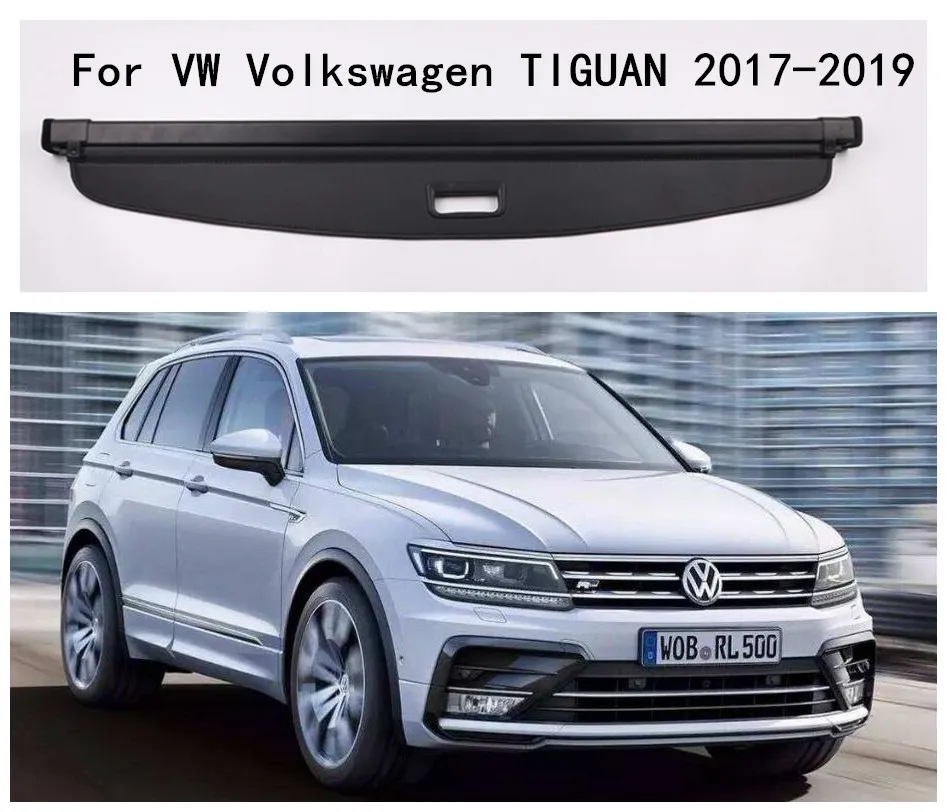 Car Rear Trunk Security Shield Cargo Cover For VW Volkswagen TIGUAN 2017 2018 2019 ( black, beige)