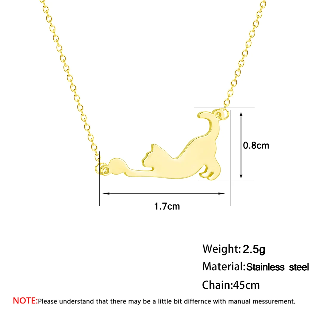 Kinitial Stainless Steel Cat Pendant Necklaces For Women Chain Necklaces Animal Play Balll Choker Collier Femme Jewelry