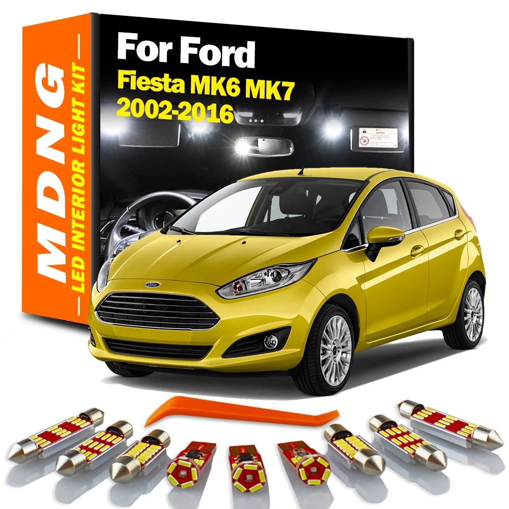 MDNG Canbus For Ford Fiesta MK6 MK7 2002-2013 2014 2015 2016 Car Bulbs LED Interior Map Dome Trunk Light Kit Auto Accessories