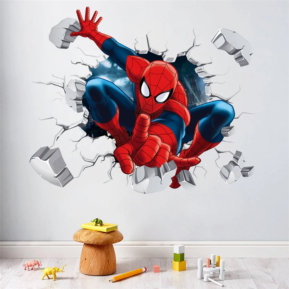 Adesivo murale 3D Spiderman per camera dei ragazzi adesivo per camera da letto per bambini vinile murale Spider Man gesto classico murale regalo