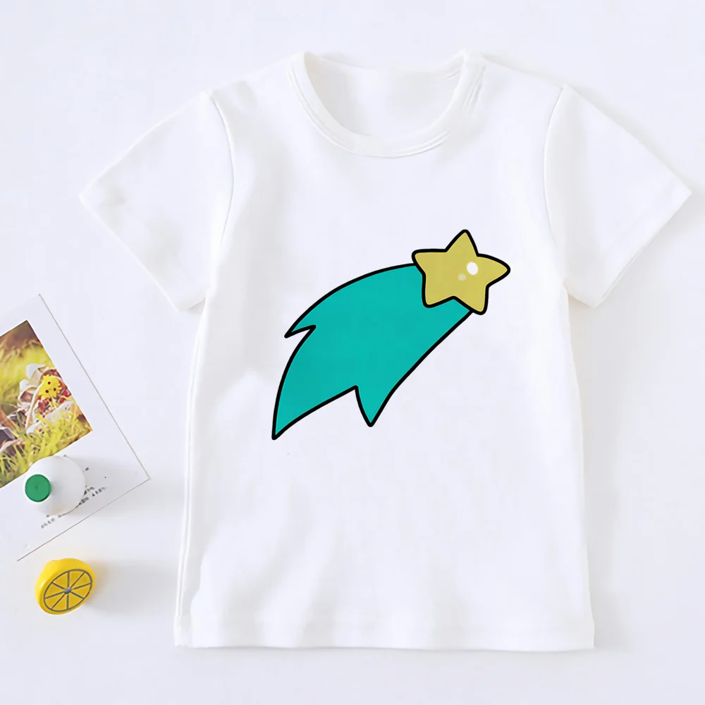 

Summer Casual Tshirts Rainbow Color Balloons Meteor Cartoon Print Boys Girls T-shirt Kawaii Kids White Summer Clothes,YKP033