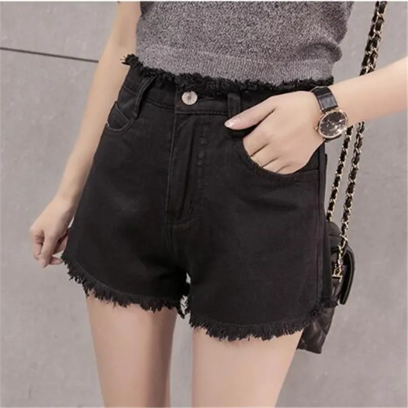 

ZXRYXGS Promotion Denim Shorts Women's Shorts 2024 New Summer High Waisted Raw Edge Wild Casual Shorts Black White