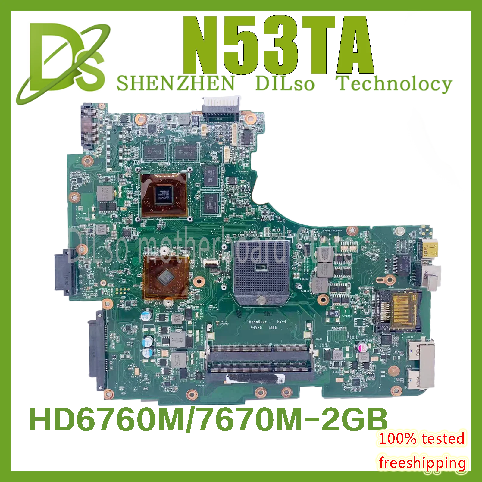 

KEFU N53TA Mainboard For ASUS N53T N53TA Laptop Motherboard HD6380M 1G video memory Test work 100% Test ok