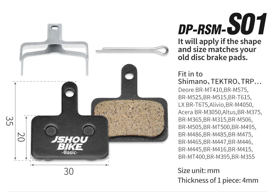 JSHOUBIKE Fahrrad-Bremsbeläge, halbmetallisch, für SHIMANO, SRAM, AVID, HAYES, Magura, Fahrradteile, Bremsbeläge, Fahrradzubehör. – Detail 1