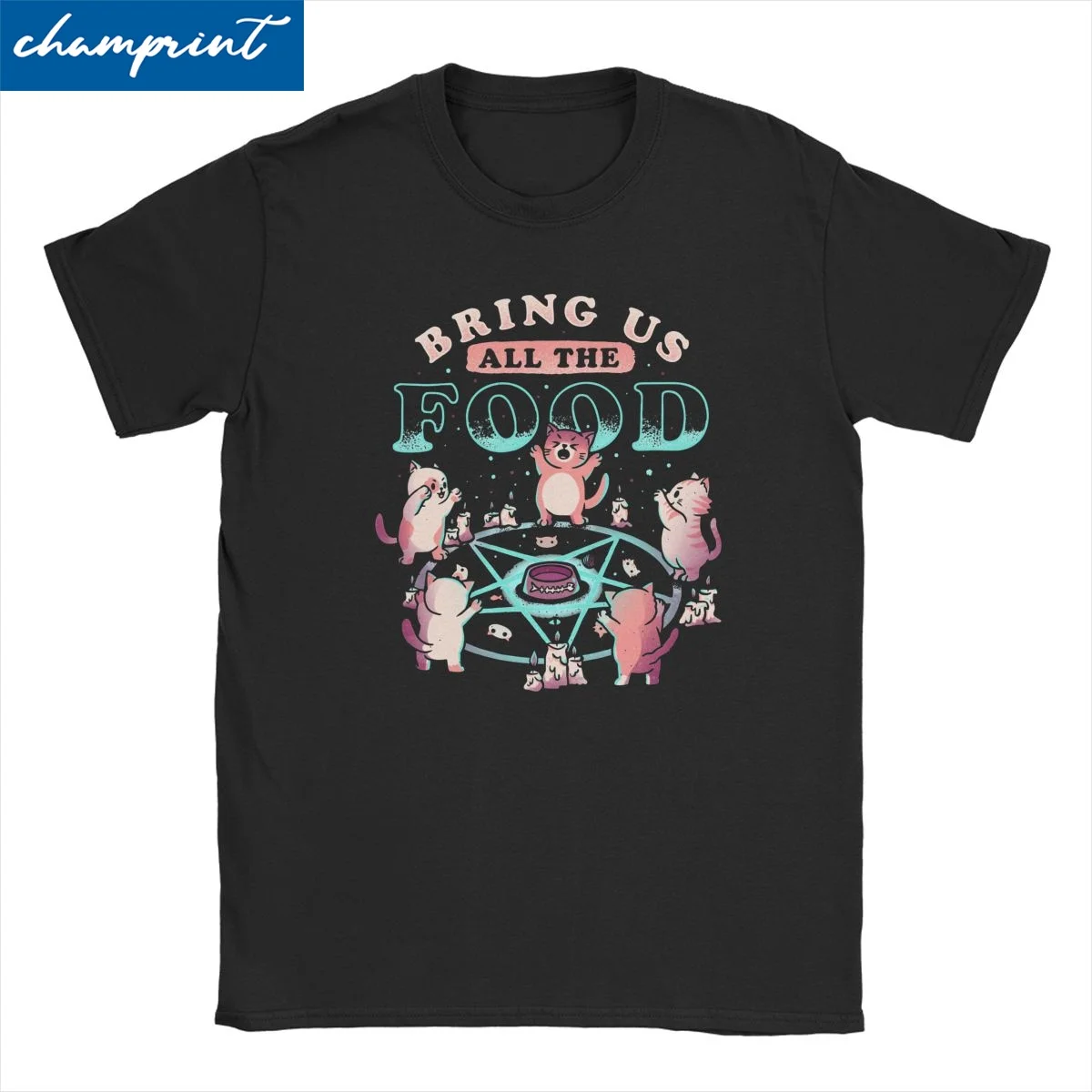 Bring Us All The Food Evil Cat T-Shirts Men Women Japanese Japan Retro T Shirt Monster Kaiju Cotton Tee Shirt New Arrival