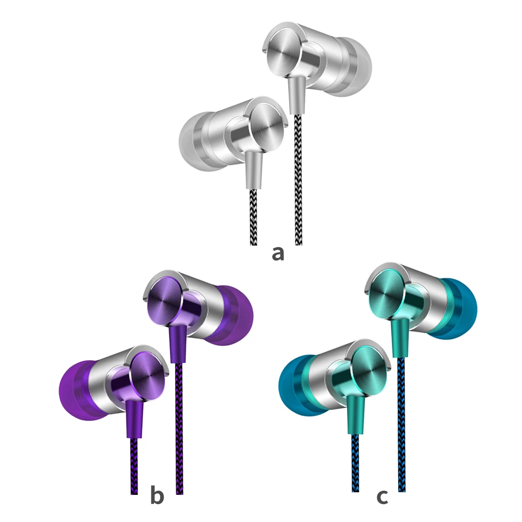 Wired Earphone Bass Stereo Wired Headphone 3.5mm Mobile Phone In-ear Earphone with Built-in Mic, Silver