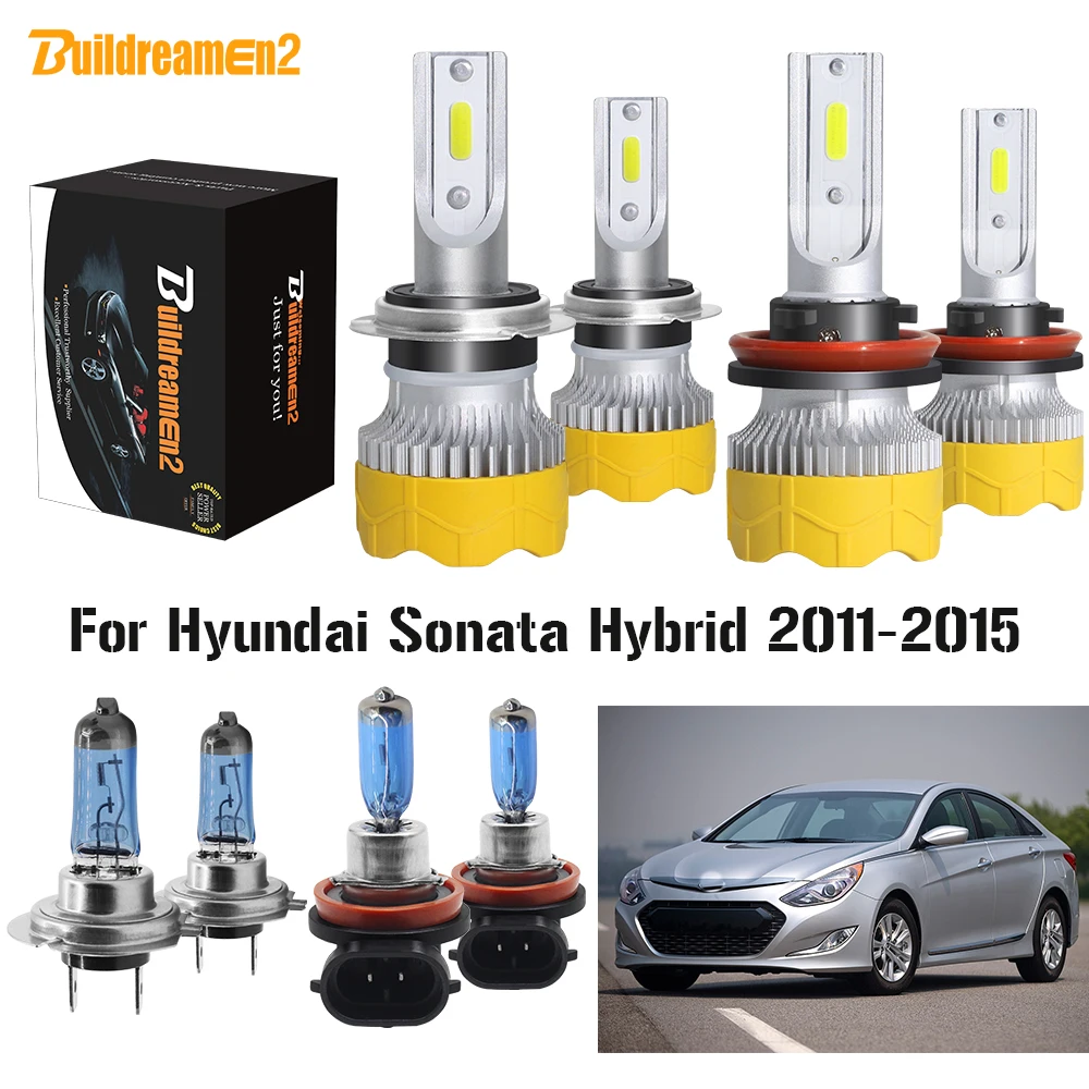 

Buildreamen2 4 X Car Headlight High Low Beam H7 H11 LED Halogen Headlamp Bulb White 12V For Hyundai Sonata Hybrid 2011-2015