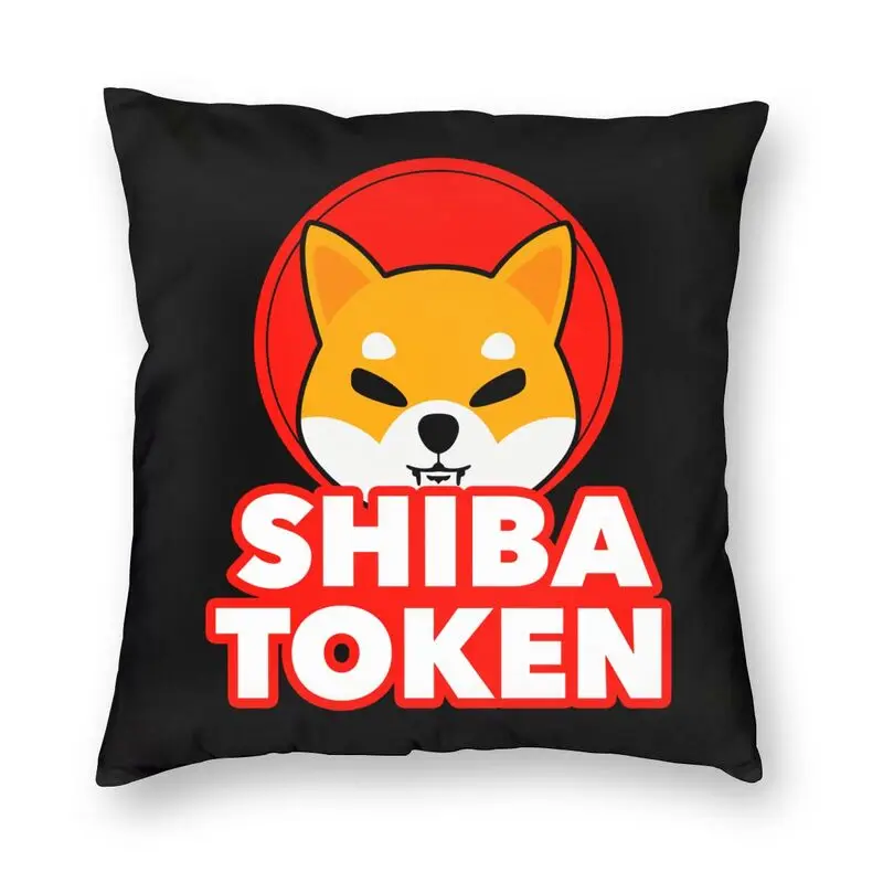 Shiba Inu Coin Shib Token Square Pillow Cover Home Decorative Dog Dogecoin Cryptocurrency Cushions Throw Pillow for Sofa Cover