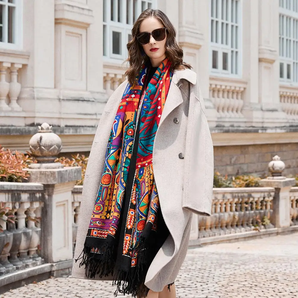 Fashion Winter Scarf For Women Cashmere Warm Plaid Pashmina Luxury Brand Blanket Wraps Female Scarves And Shawls 2019