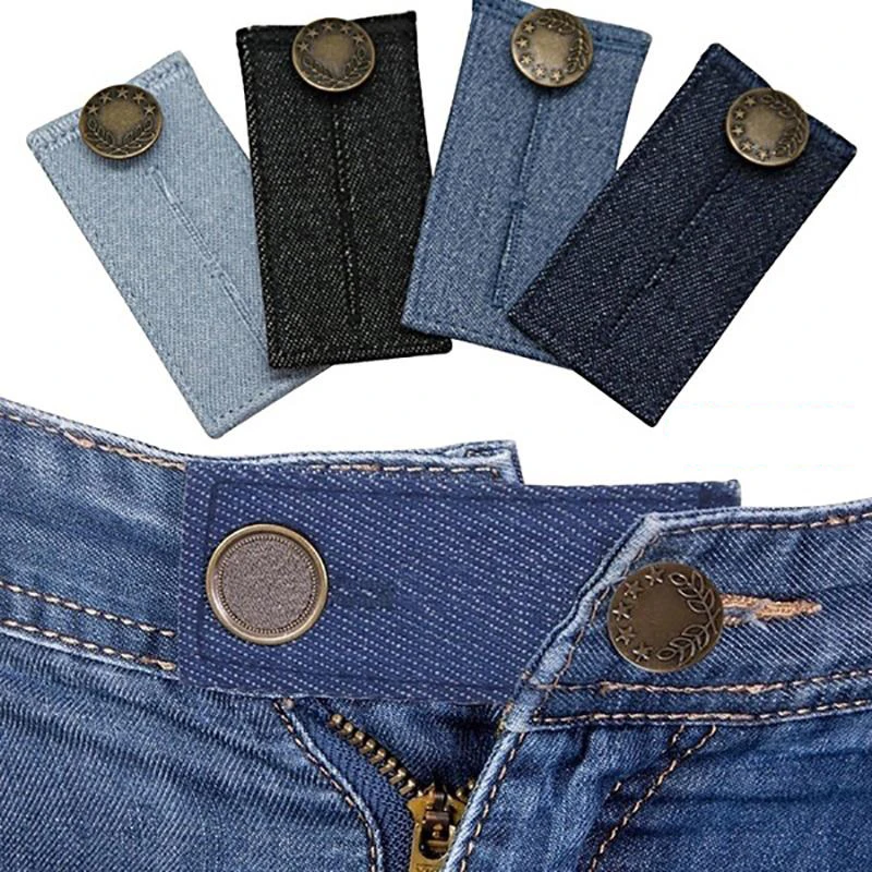 4Pcs Extenders Elastic Extended Buttons Adjustable Multi Use Pants DIY Denim Fastener Jeans Waist Clothes Buckle Extension Snap image 4