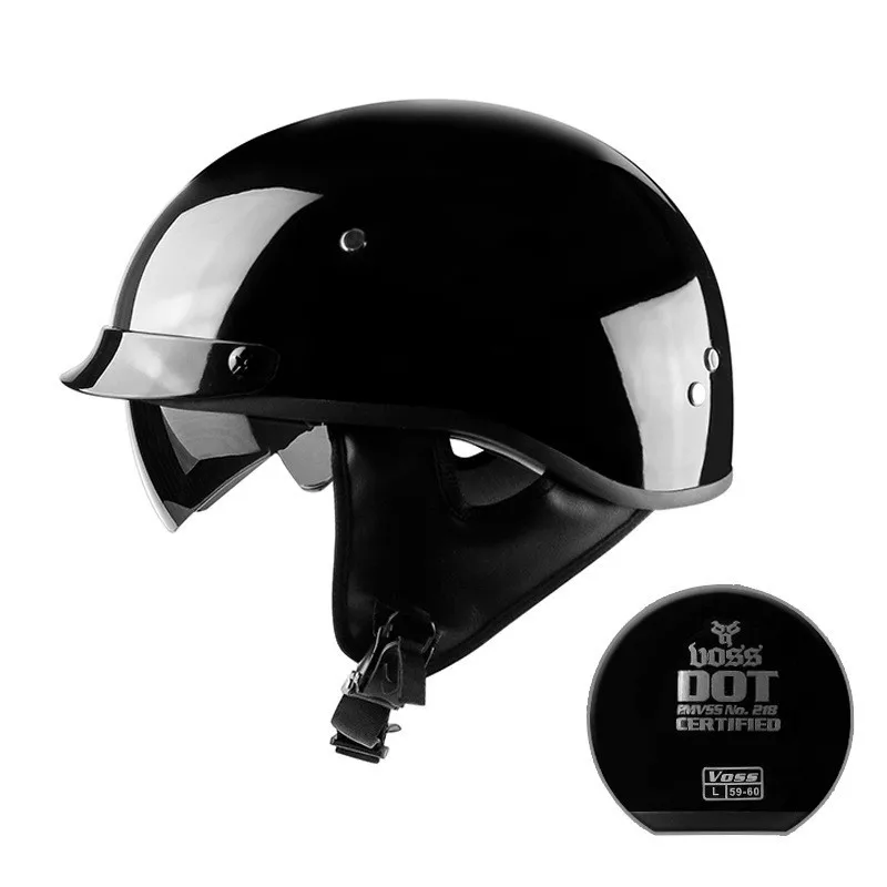 

Motorcycle Motorbike Rider Half Open Face Helmet Visor With Collar Vintage Motorcycle Motorbike Vespa Dark Lens Gloss Black M