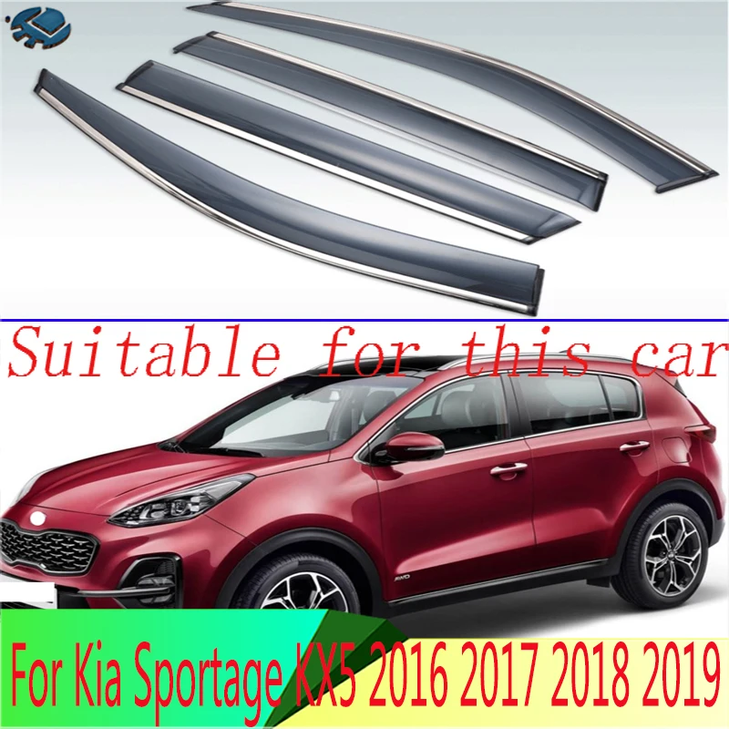 For Kia Sportage KX5 2016 2017 2018 2019 Plastic Exterior Visor Vent Shades Window Sun Rain Guard Deflector