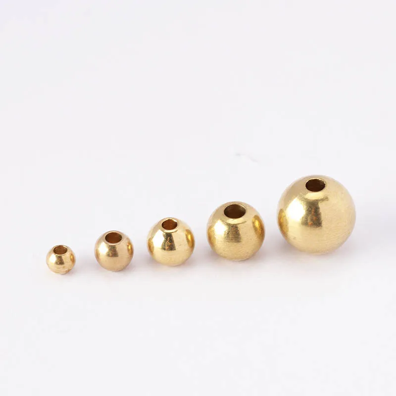 50pcs/lot 3/4/5/6/8mm Original Brass Spacer Beads Ball Loose Bead for Charms Bracelets Jewelry Making Components Craft DIY