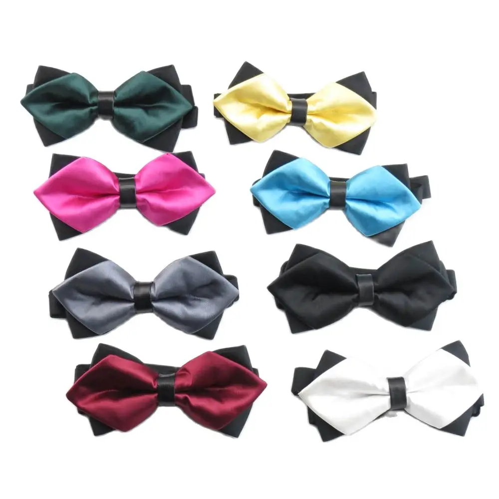 

bow ties for men wedding tuxedo Sharp Double bowtie Solid Color Cravat Bowknot Groom Bowtie Gifts gravate