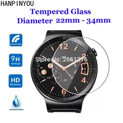 For Diameter 22mm - 34mm Smart Watch Tempered Glass 9H 2.5D Premium Screen Protector Film 22 23 24 25 26 27 28 29 30 31 32 33 mm