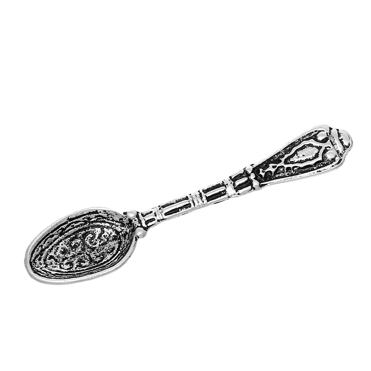 DoreenBeads Charm Pendants Spoon Silver Color Pattern Charms For DIY Jewelry Making Findings 43mm(1 6/8