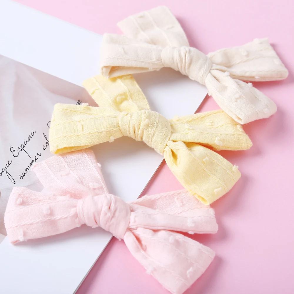 Big Bows Baby Hair Accessories Cotton Linen Barrette For Children Jacquard Hairpins Candy Color Infant Princess Side Clips Cute