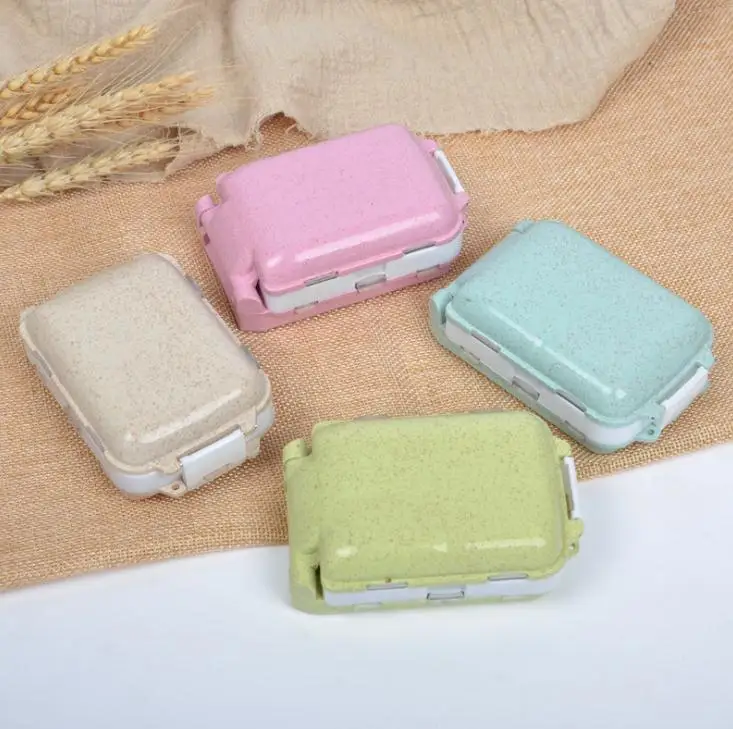 Wheat Straw Portable Travel Pill Box Medicine Pill Storage Case Organizer for Travel SN2033