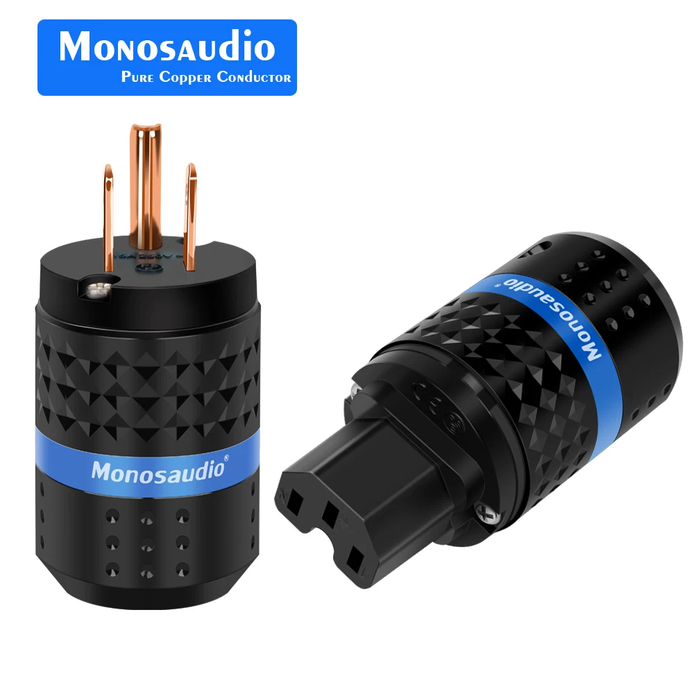 

Monosaudio M102/F102 99.998% Pure Copper US AC Power Plug & IEC320 C13 Connector for Audio DIY Mains Power Cable