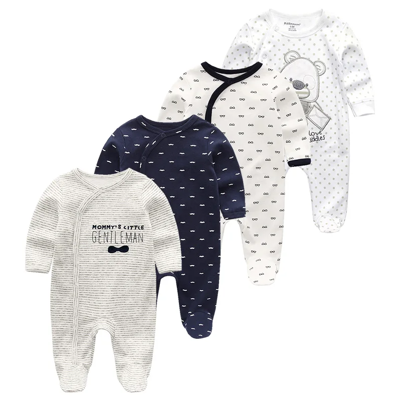 2021 2 3 4 pcs/lot Summer Baby Boy roupa de bebes Newborn Jumpsuit Long Sleeve Cotton Pajamas 0-12 Months Rompers Baby Clothes