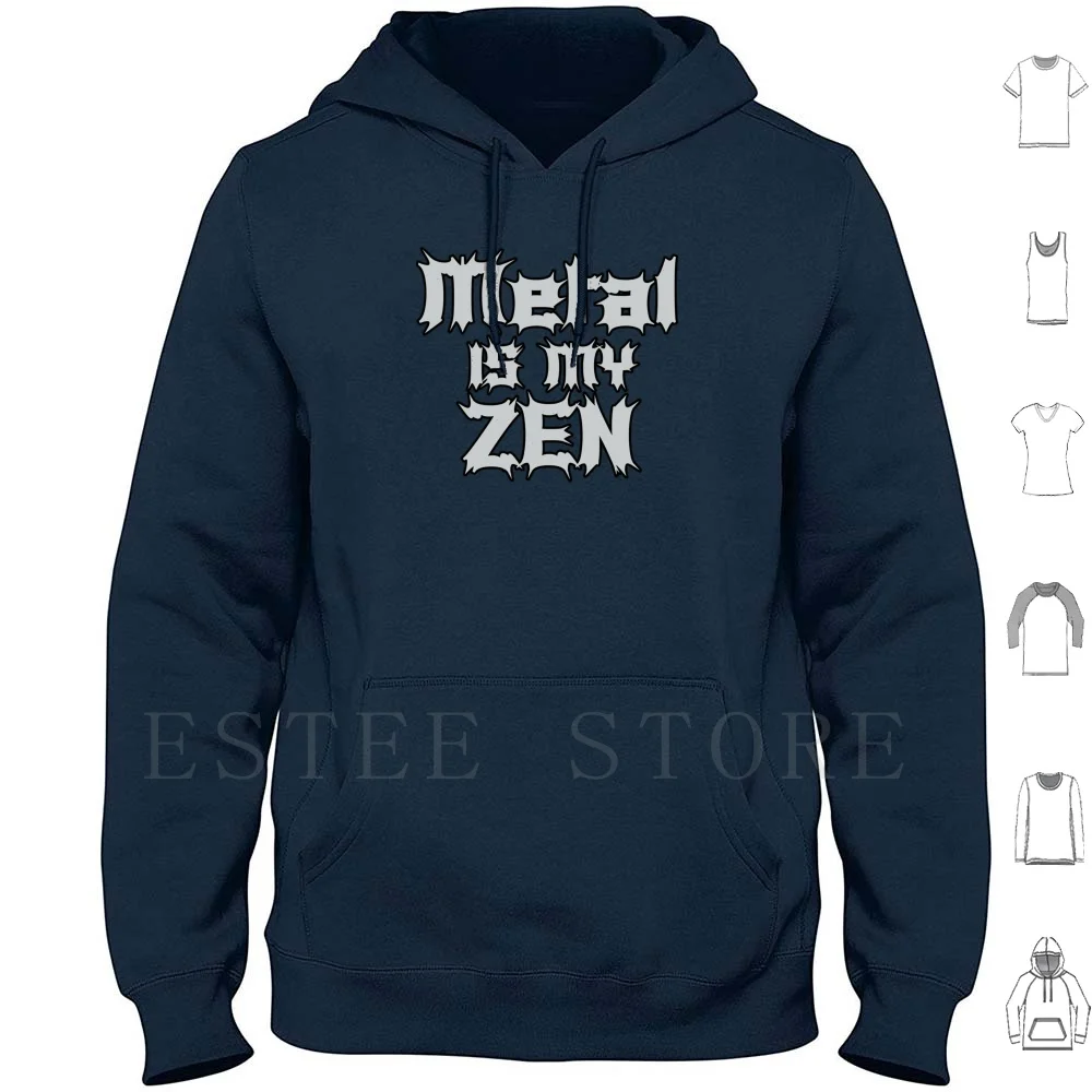 Metal Is My Zen Hoodie Long Sleeve Zen Metal Metalhead Ying Yang Meditation Heavy Metal Biker Peace Judas Priest Loudness