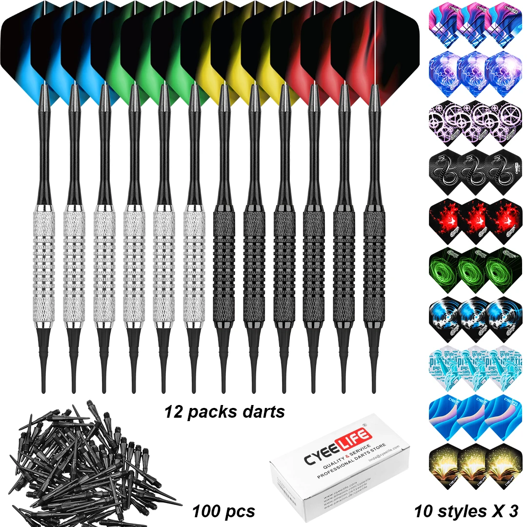 CyeeLife Dart Set Multiple Styles Darts Flights Professional Darts Soft Plastic Tips Set For Electronic Dartboard Accessories