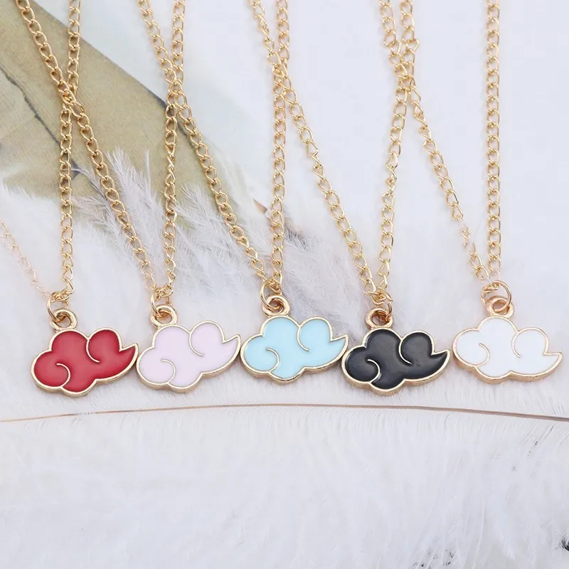 Red Cloud Pendant Necklace for Men and Women Adjustable Japanese Anime Cloud Shape Cute Style Necklace Accessories Gift