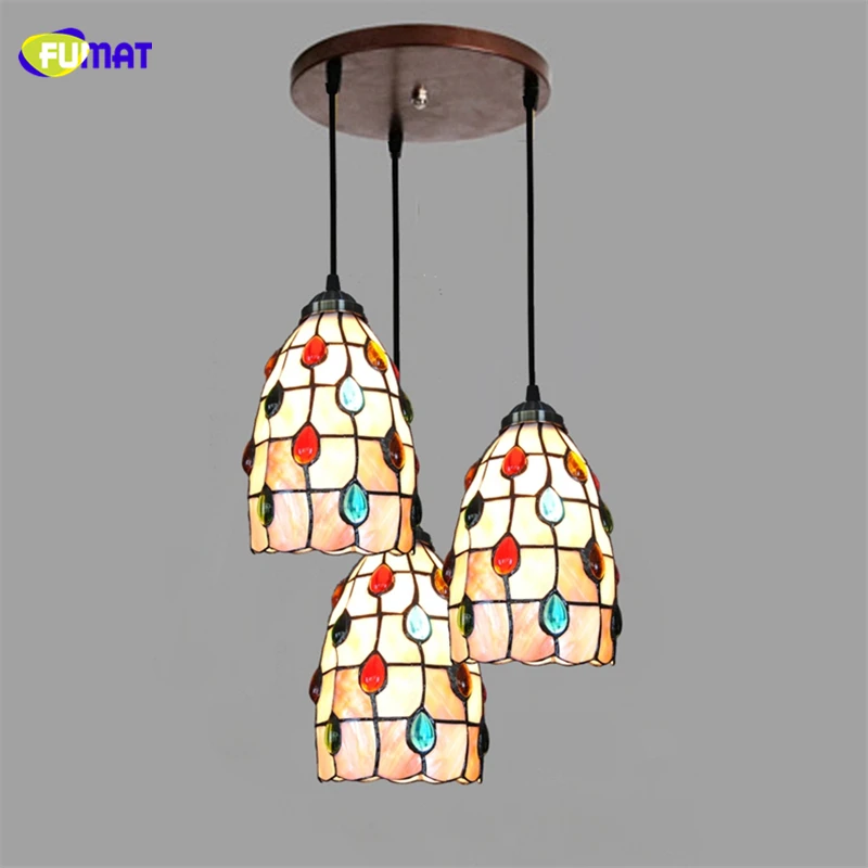 FUMAT Pendant Lights Shell Tiffany Chandelier Hanging Lighting Fixture Ceiling Lamps For Living Room Hanglamp Home Deco Art Lamp