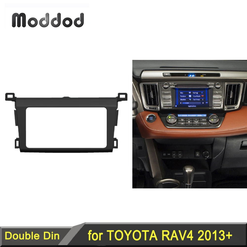 

Double 2 Din Stereo Panel for Toyota RAV4 2013 + Radio Fascia GPS DVD Dash Mounting Installation Trim Kit Face Frame Bezel