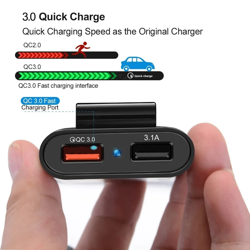 Quick Charge QC 3.0 Car Charger 4 USB Phone Power Adapter for Mobile Phone Samsung Xiaomi iPhone Huawei Back Seat Fast Charging