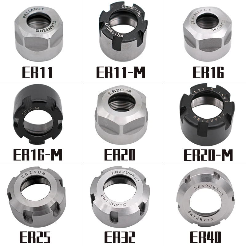 1 unità di ER8 ER11 ER16 ER20 ER25 ER32 ER40 ER50 A M dado um dado ER per tenere di tornitura CNC mandrino