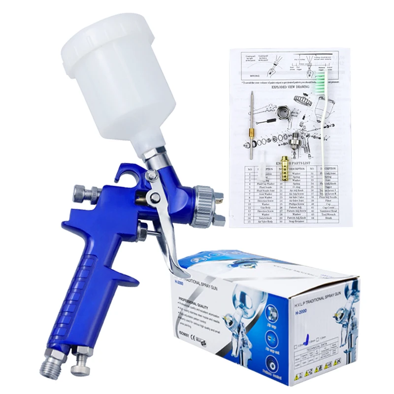 Plastic 125cc Cup Spray Guns Professional HVLP Spray Guns Hand Manual Spray Guns 0.8/1.0mm Sprayer Paint Airbrush Mini Tool