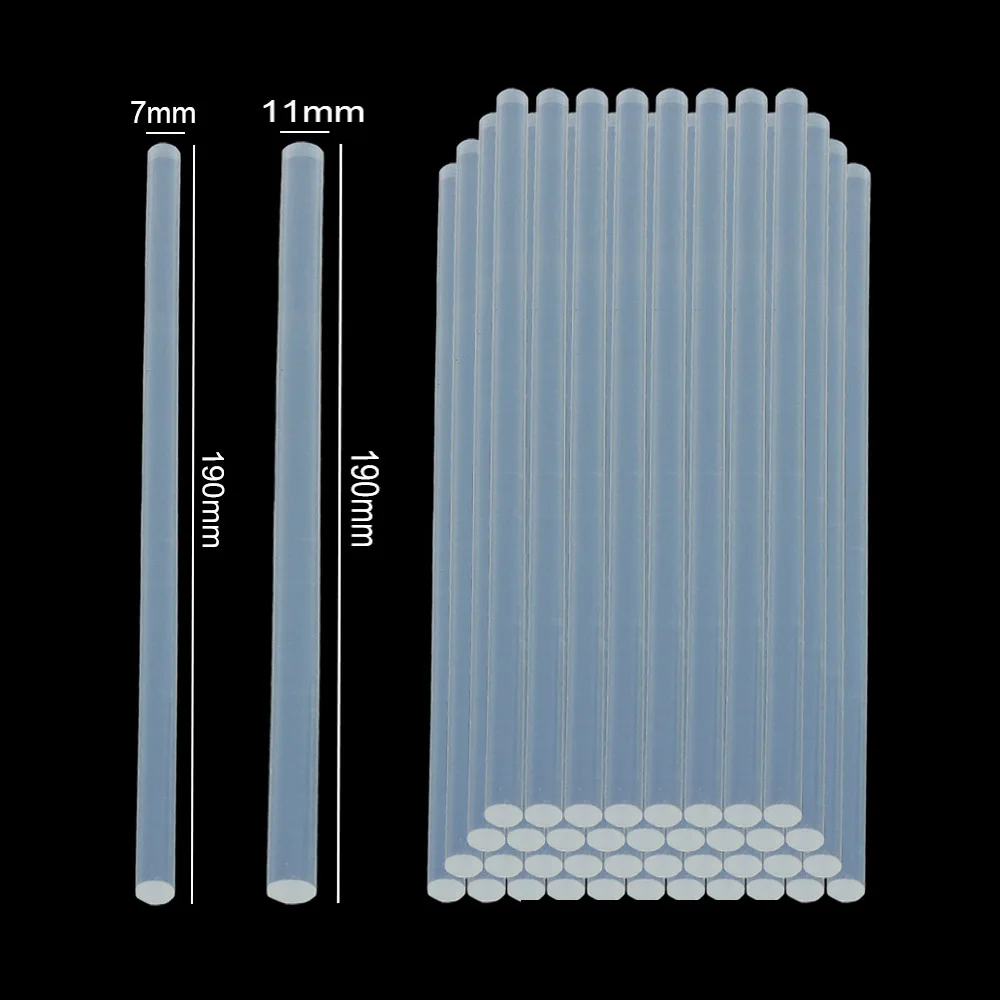 10-50 adet 7mm/11mm şeffaf sıcak tutkal yapıştırıcı güçlü Visco ev DIY onarım araçları elektrikli tutkal tabancası el sanatları albümü
