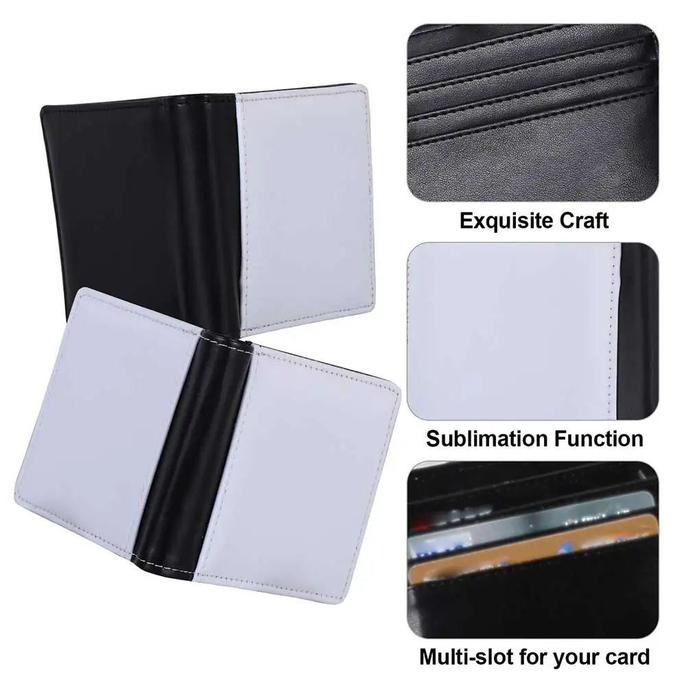 New PU Leather Blank Purse Sublimation Heat Transfer Double Side Wallet DIY Multi Card Holder Wallet for Women Men Work Travel