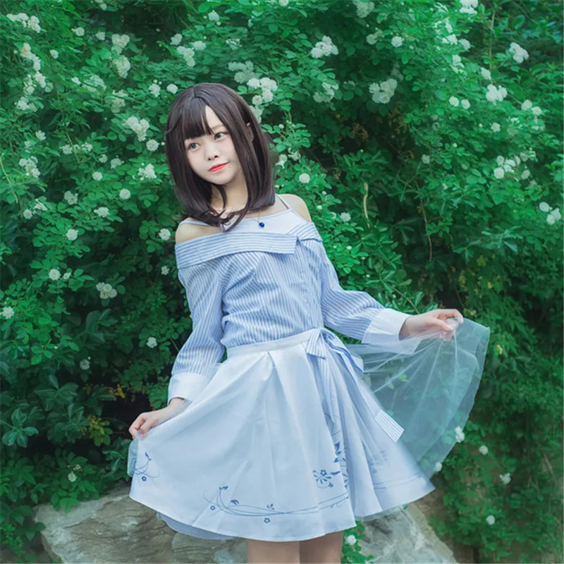 New 2020 Girls Daily Sweet Dress Suit Costumes Halloween Cosplay Off the Shoulder Dress Anime Lovers and producers COSPLAY