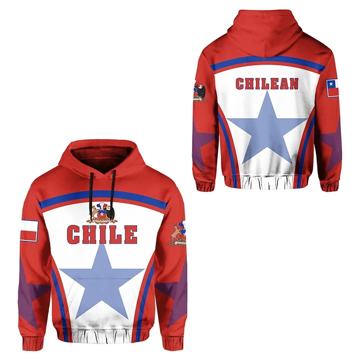 PLstar Cosmos 3DPrint Newest Chile Country Flag Unique Funny Men/Women Cozy Hrajuku Casual Streetwear Hoodies/Zip/Sweatshirt O-3