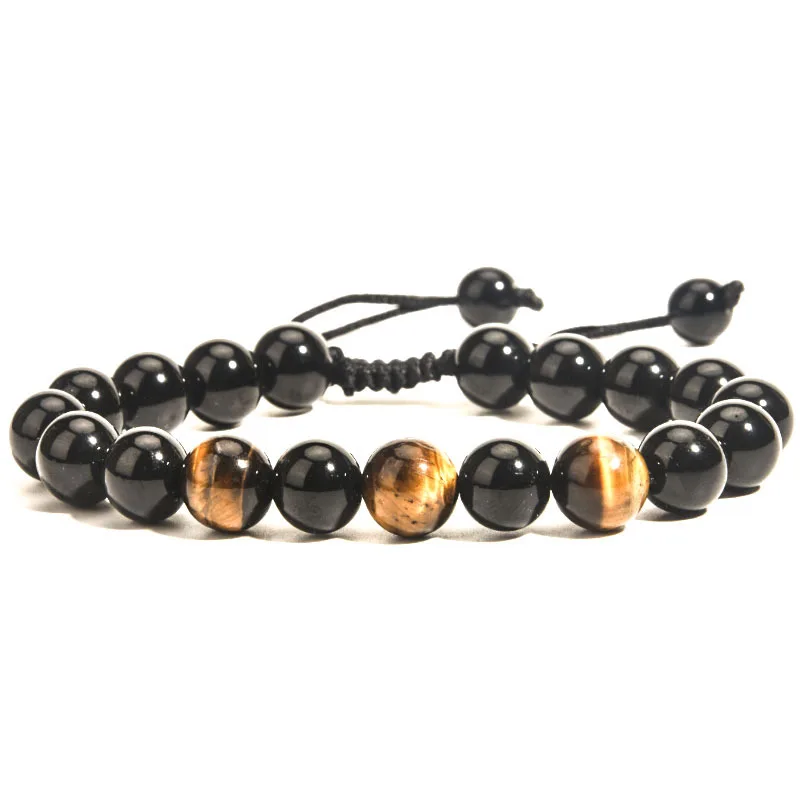 11.11 New Natural Obsidian Chain Bracelets Black Agate Tiger Eye Handmade Men's Woven Bracelet for Women European Jewelry