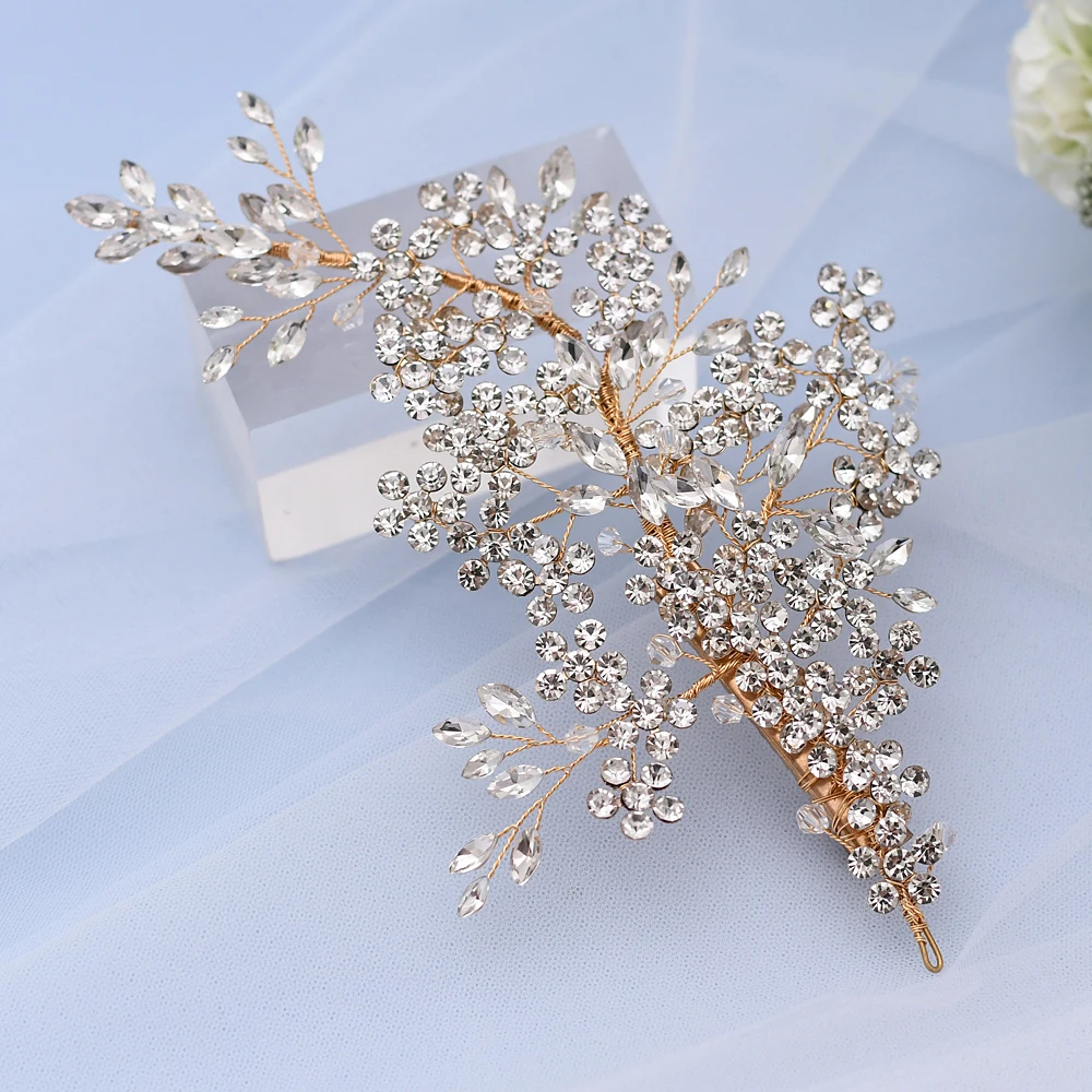 Women TiaraLuxury Wedding Hair Accessories Bridal Hair Piece Rhinestone Headpieces for Bride Crystal Hair Jewelry Wedding Tiara