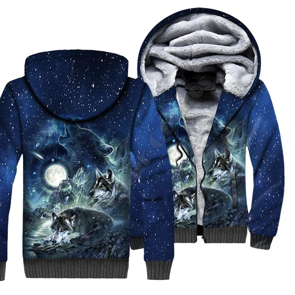

Wolf Animal 3D Printed Fleece Zipper Hoodies Men Women Winter Warm double plus velvet jacket cosplay costumes 08