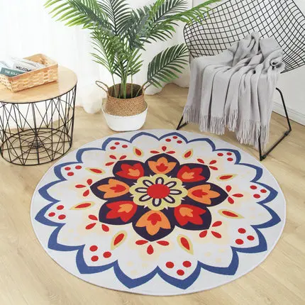 American Garden Flower Round Carpet, Bedroom, Living Room, Sofa, Anti-Slip Mat