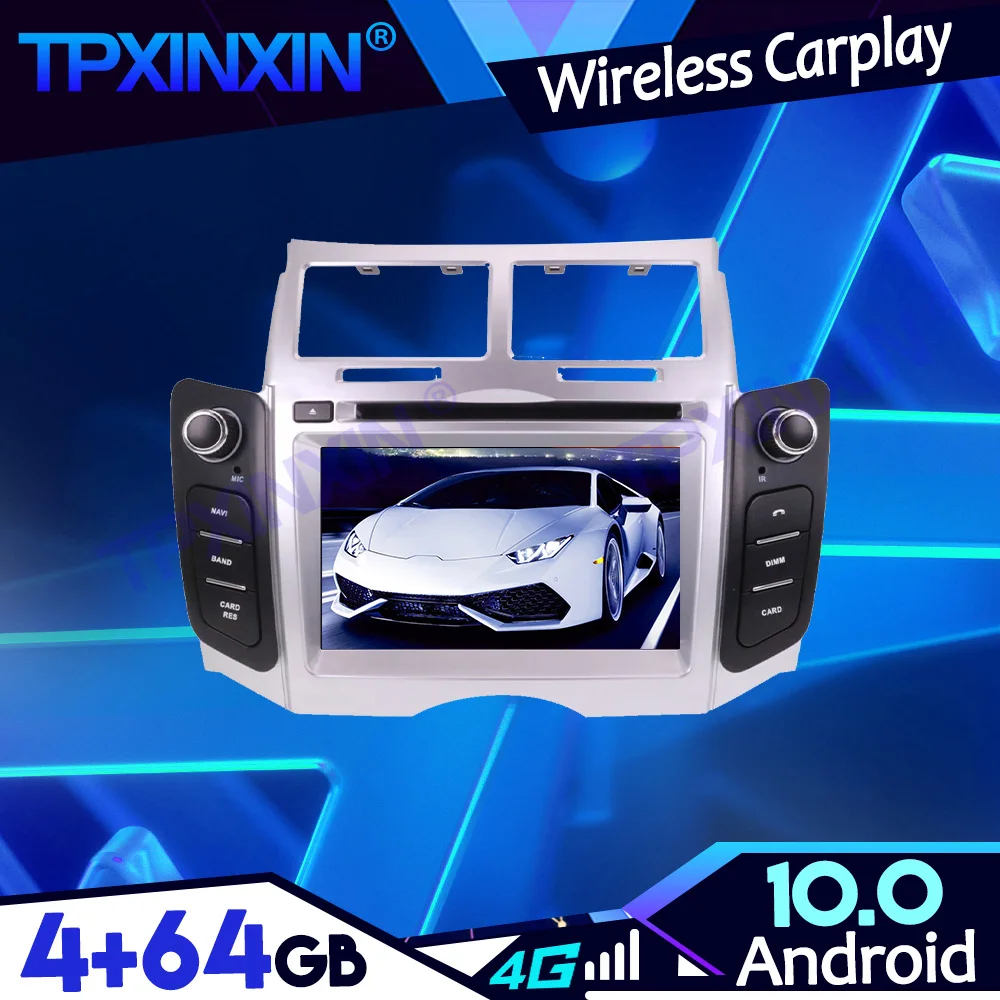 PX6 Android 10.0 4G+64G IPS Carplay For Toyota Yaris 2005-2011 Car Tape Recoder Multimedia Player Head Unit Navi GPS Auto Radio