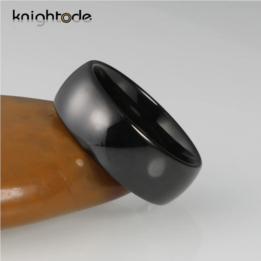 8mm Men Black Tungsten Carbide Engagement Rings 6mm Women Fashion Wedding Band Jewelry Gift Dome Polished Shiny Comfort Fit