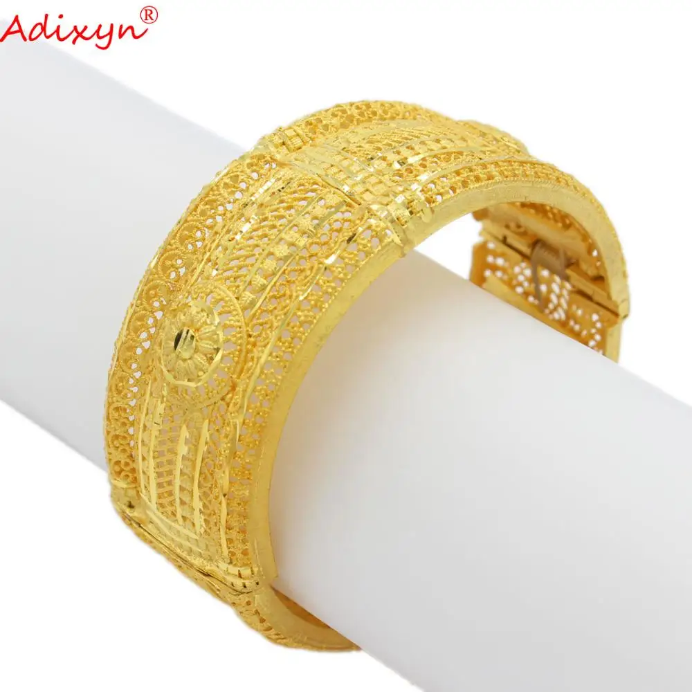 Adixyn Honorable 24k Gold Color Bangle&Bracelet For Women Ethiopian African Bridal Wedding Gifts N12072