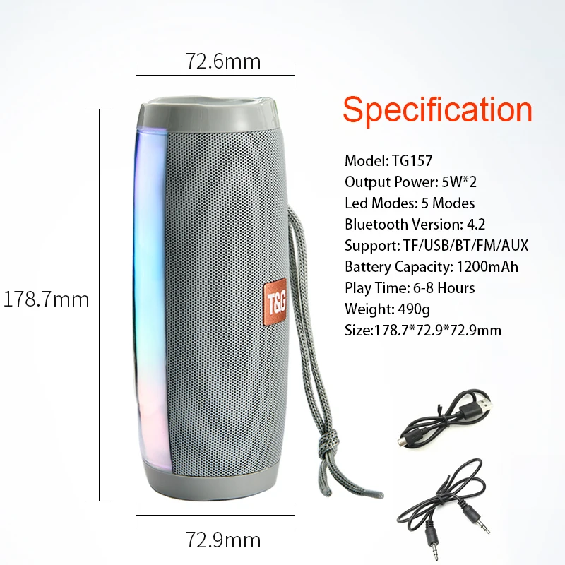 LED Flashing Light Bluetooth-compatibe Speaker Portable With Rope Outdoor Loundspeaker Fabric Waterproof Subwoofer FM Radio